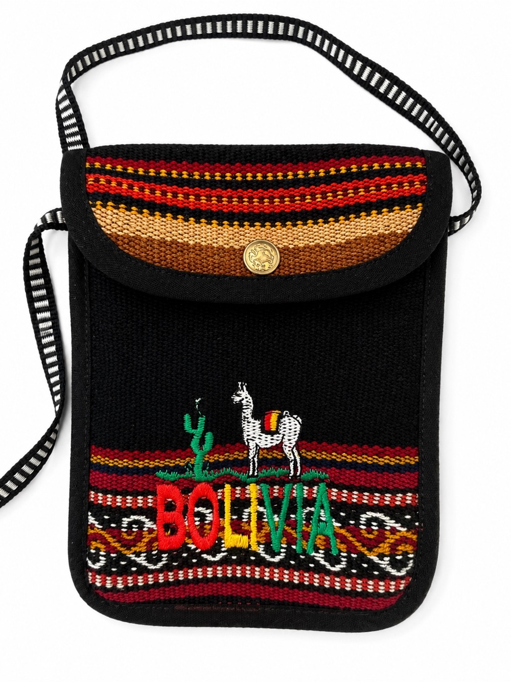 Vintage Bolivia Woven Crossbody Purse Southwestern Llama Embroidered Festival